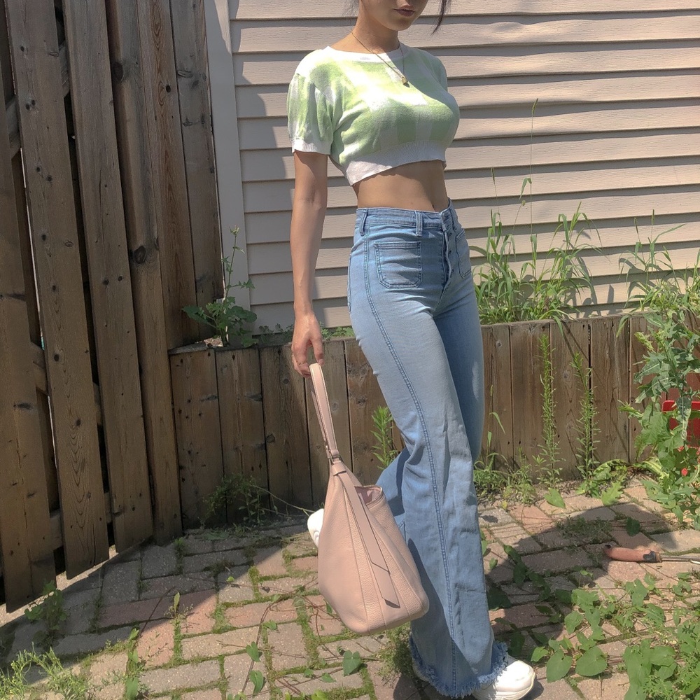 SHEIN Gingham Crop ShortSleeve Knit Top - Picture 7 of 10